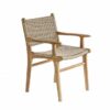 DINING CHAIR IN WOOD AND RATTAN WITH ARMREST